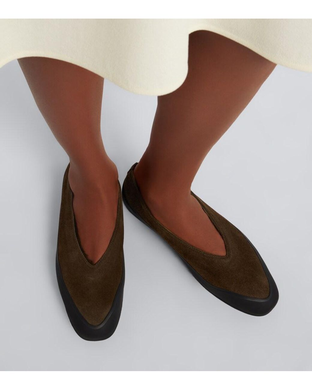 Le Monde Beryl Green Apres Ski Shearling-Lined Suede Ballet Flats