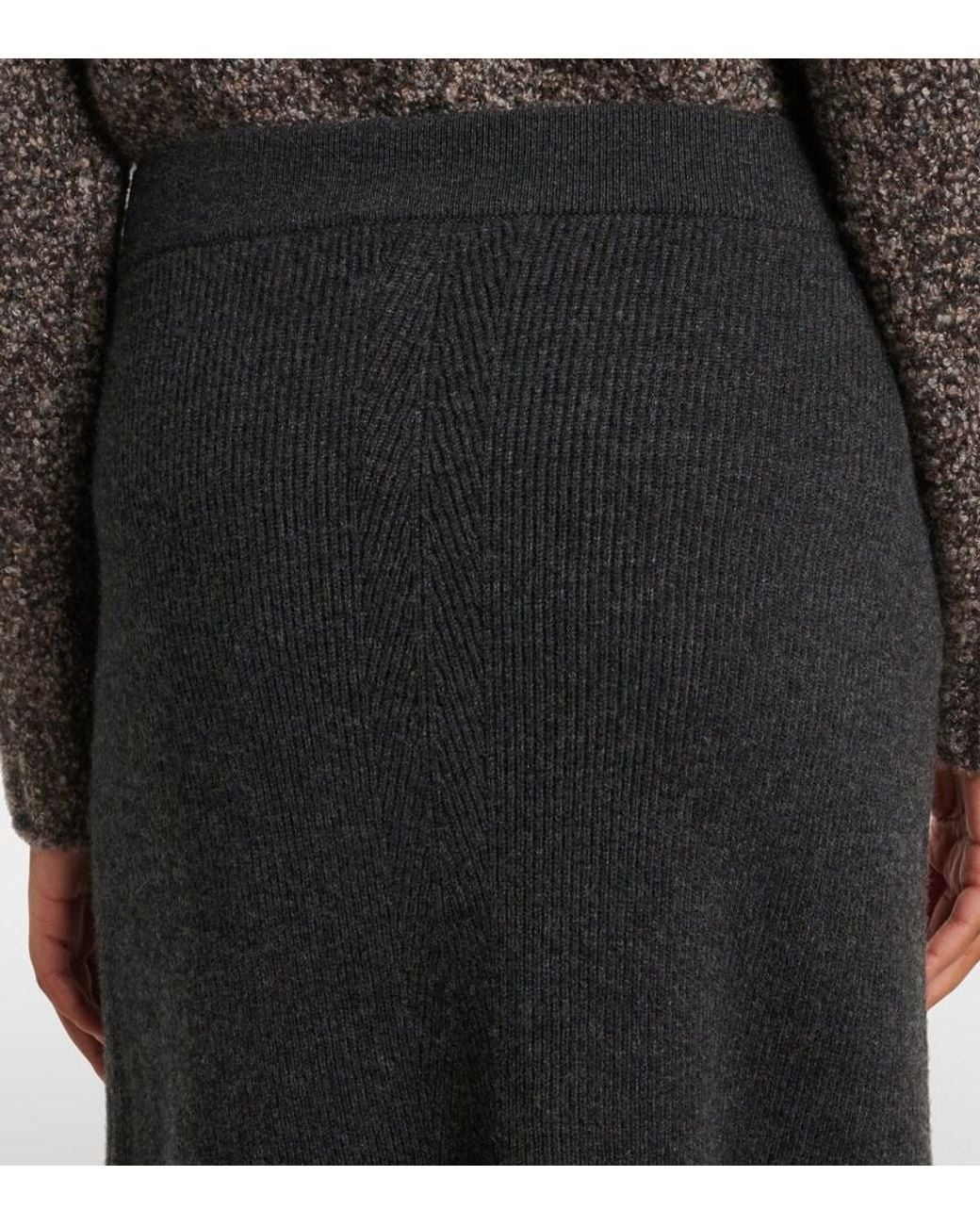 Agnona Black Cashmere Midi Skirt