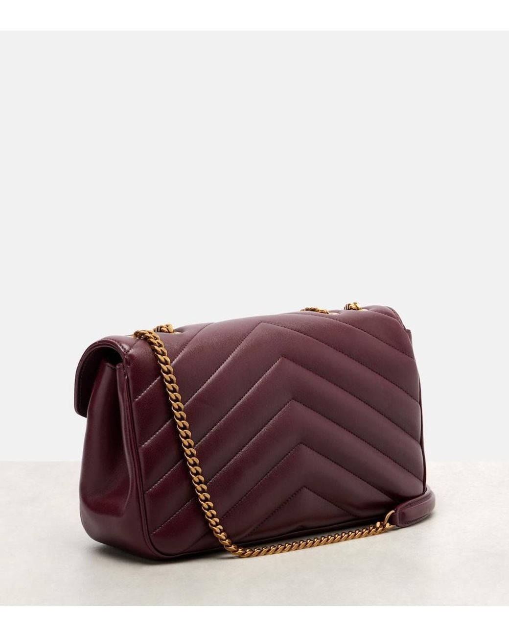 Saint Laurent Purple Loulou Medium Leather Shoulder Bag