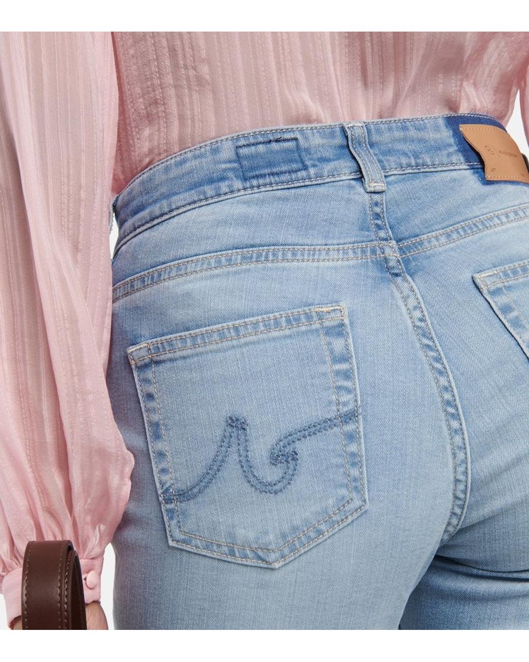 AG Jeans Blue Embroidered Flared Jeans