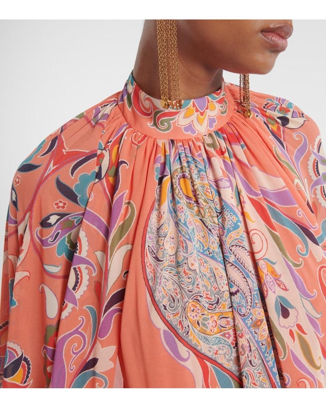 Etro Red Paisley Caped Gown