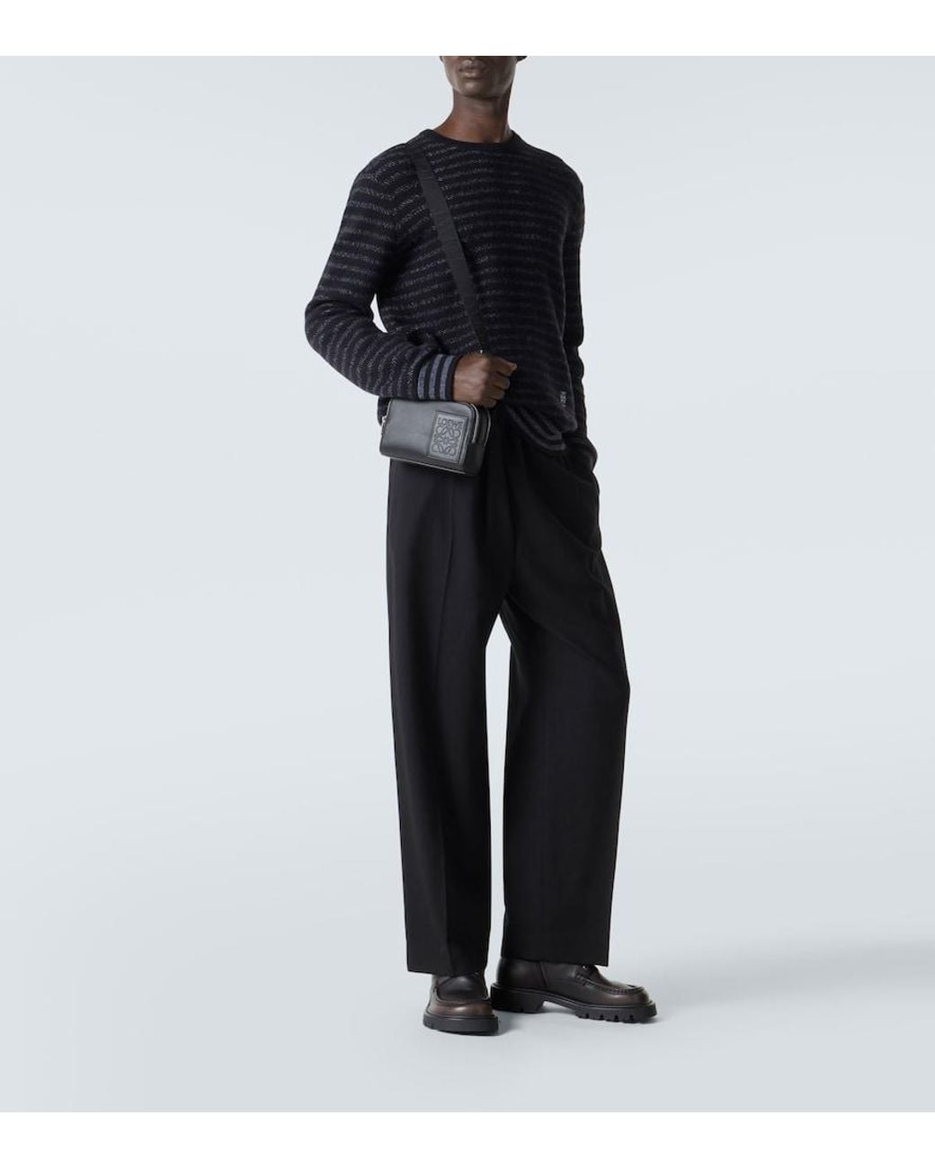 Loewe Black Patch Leather Camera Bag for men