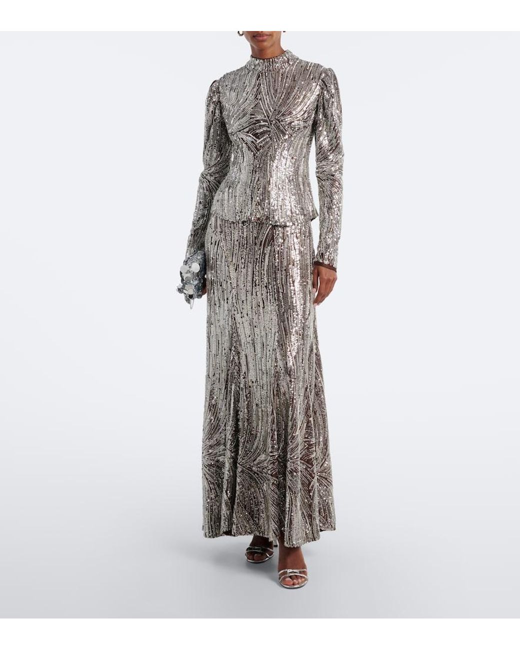Rabanne Brown Sequined Maxi Skirt