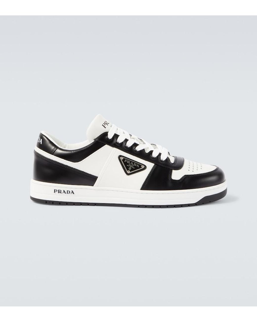 Prada White Downtown Colour-Block Leather Sneakers for men