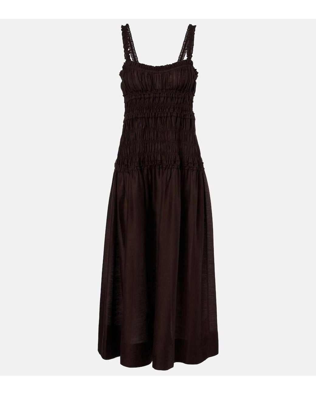 Tory Burch Black Smocked Midi Dress