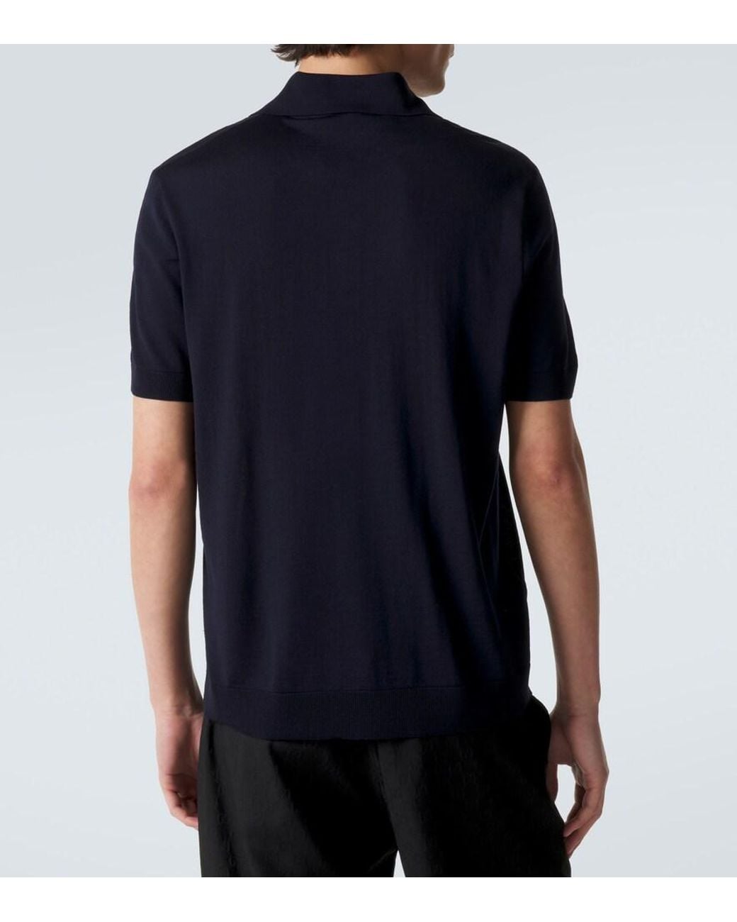 Gucci Blue Double G Wool Polo Shirt for men
