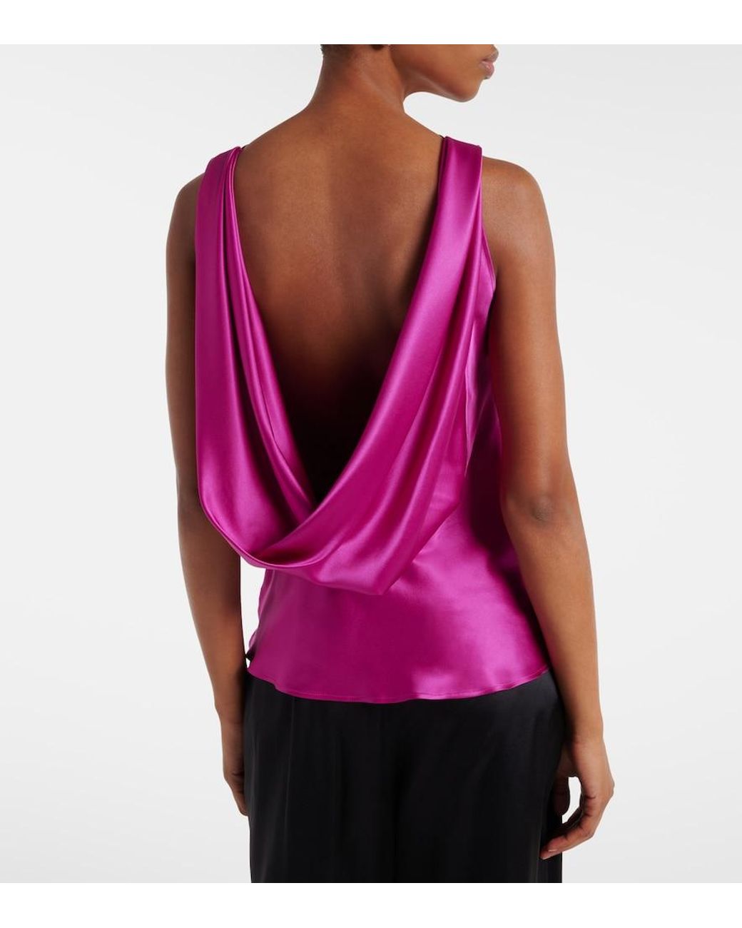 Nina Ricci Pink Open-Back Silk-Blend Satin Top