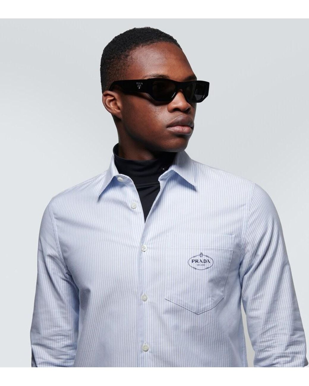 Prada Black Rectangular Sunglasses for men