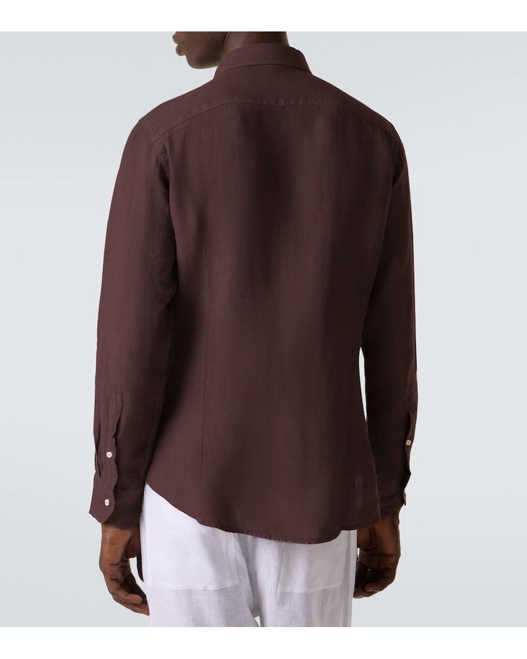 Camisa De Lino Fedeli de hombre de color Brown