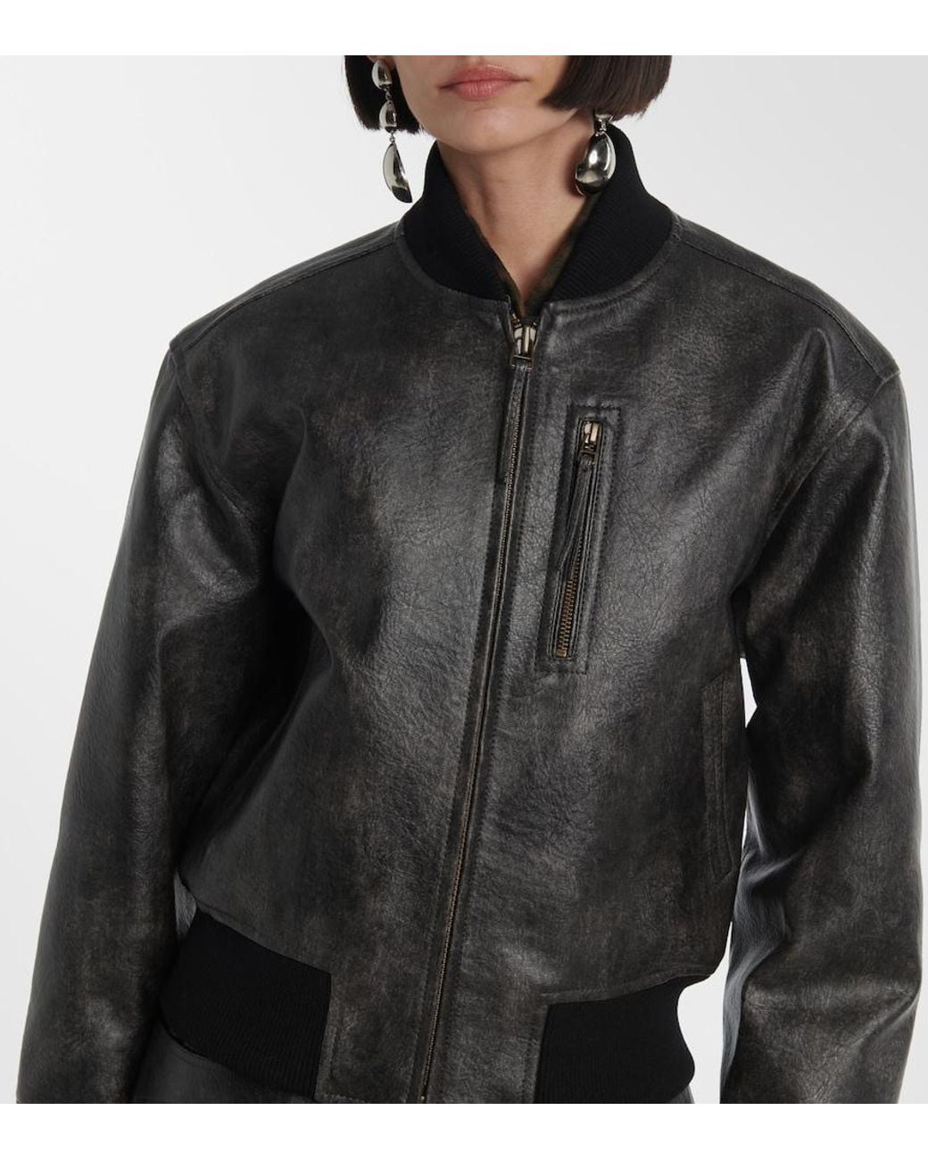 Isabel Marant Black Crisley Cropped Vintage Faux Leather Jacket