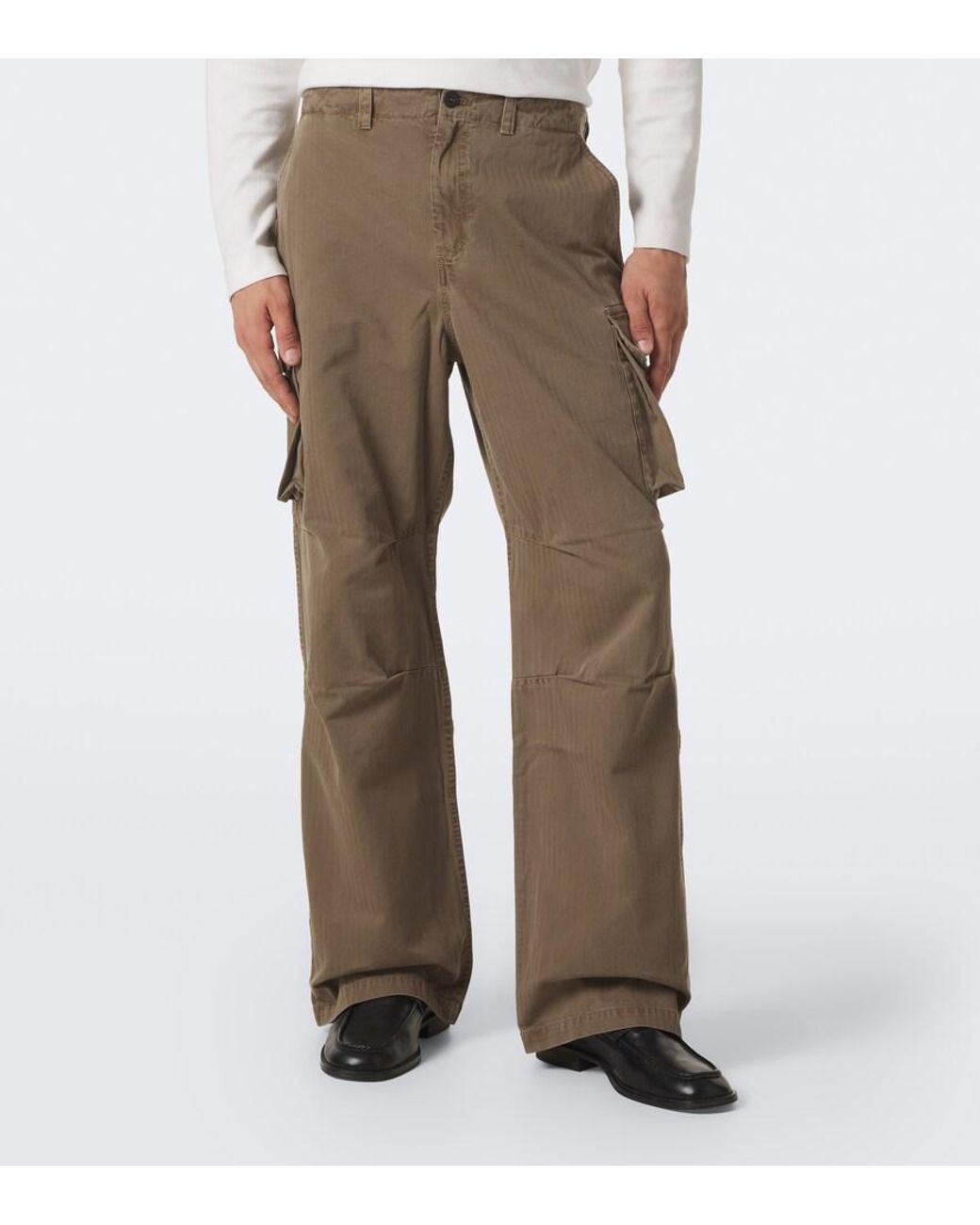 Our Legacy Natural Mount Herringbone Cotton Cargo Pants for men