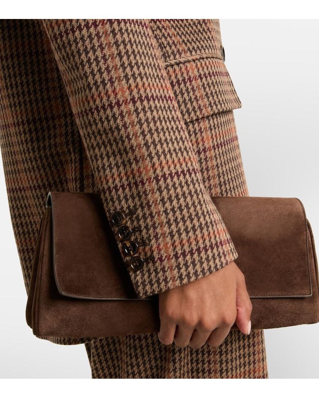 Max Mara Brown Guelfo Checked Wool And Cotton Blazer