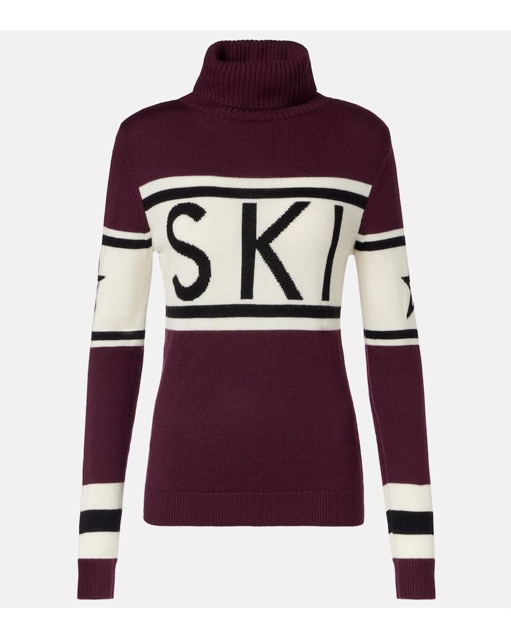 Perfect Moment Purple Schild Intarsia Wool Sweater