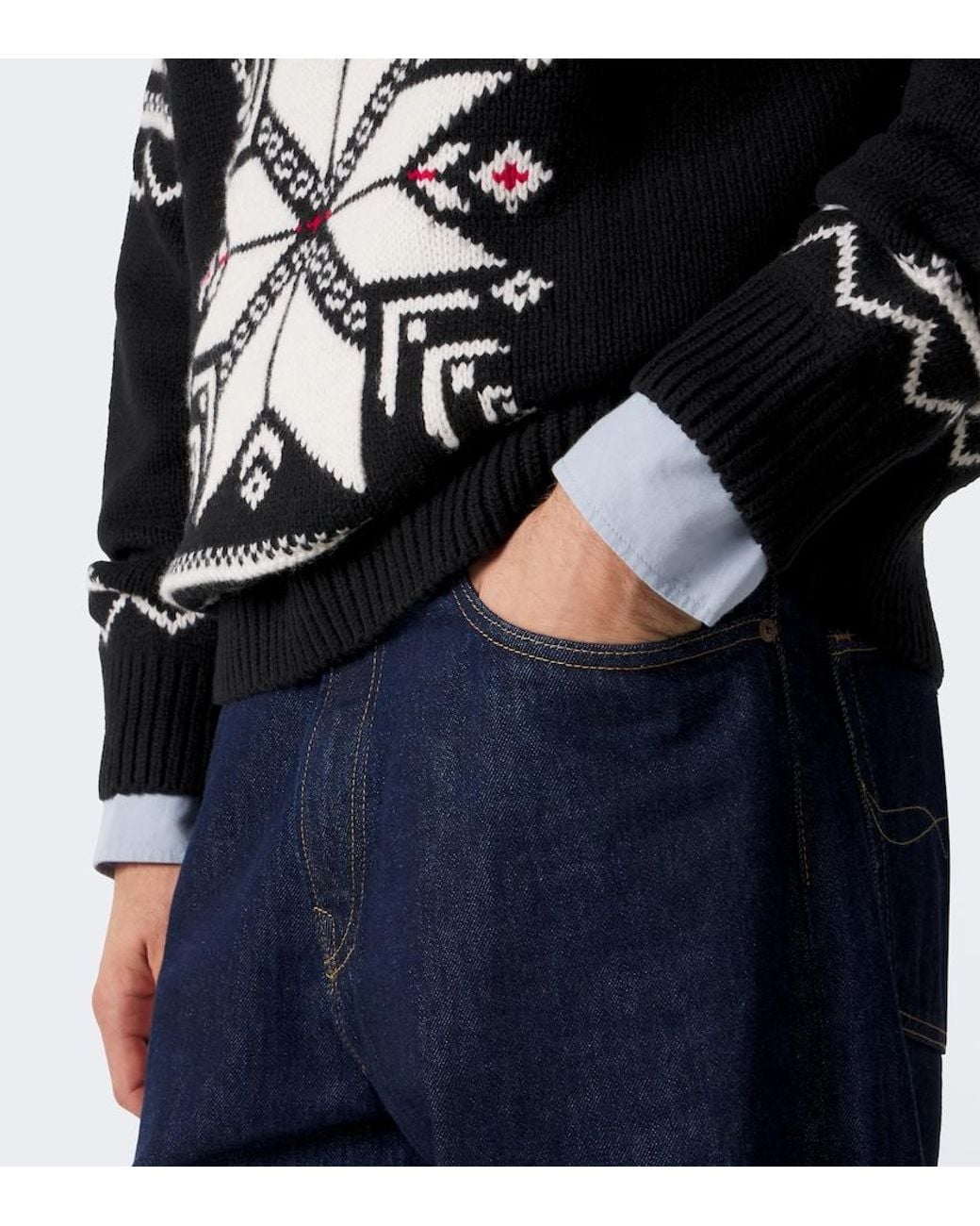 Polo Ralph Lauren Black Intarsia Wool Half-Zip Sweater for men