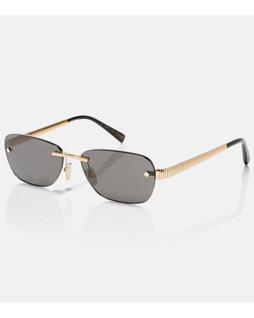 BVLGARI Gray Tubogas Rectangular Sunglasses