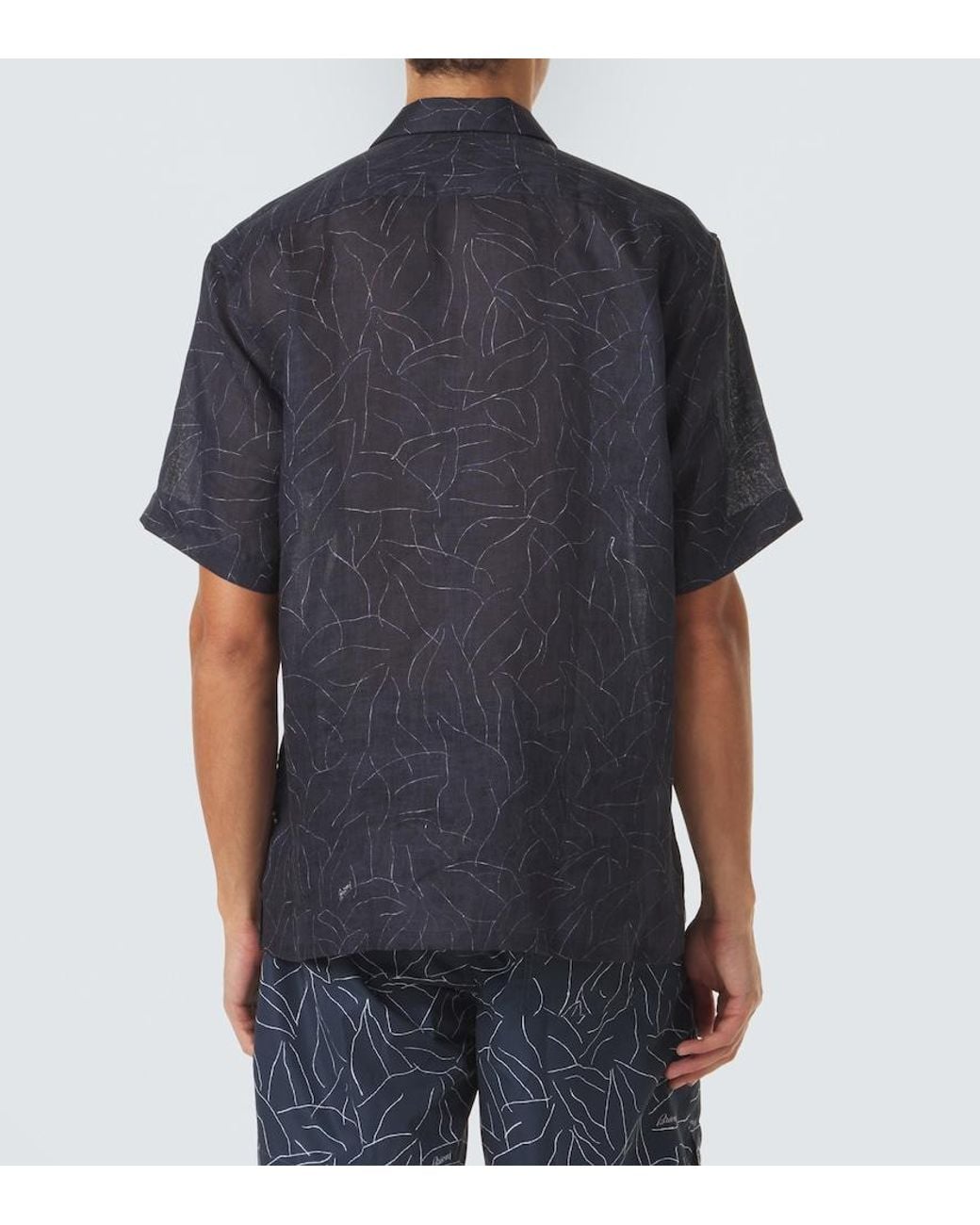 Brioni Black Printed Linen Shirt for men
