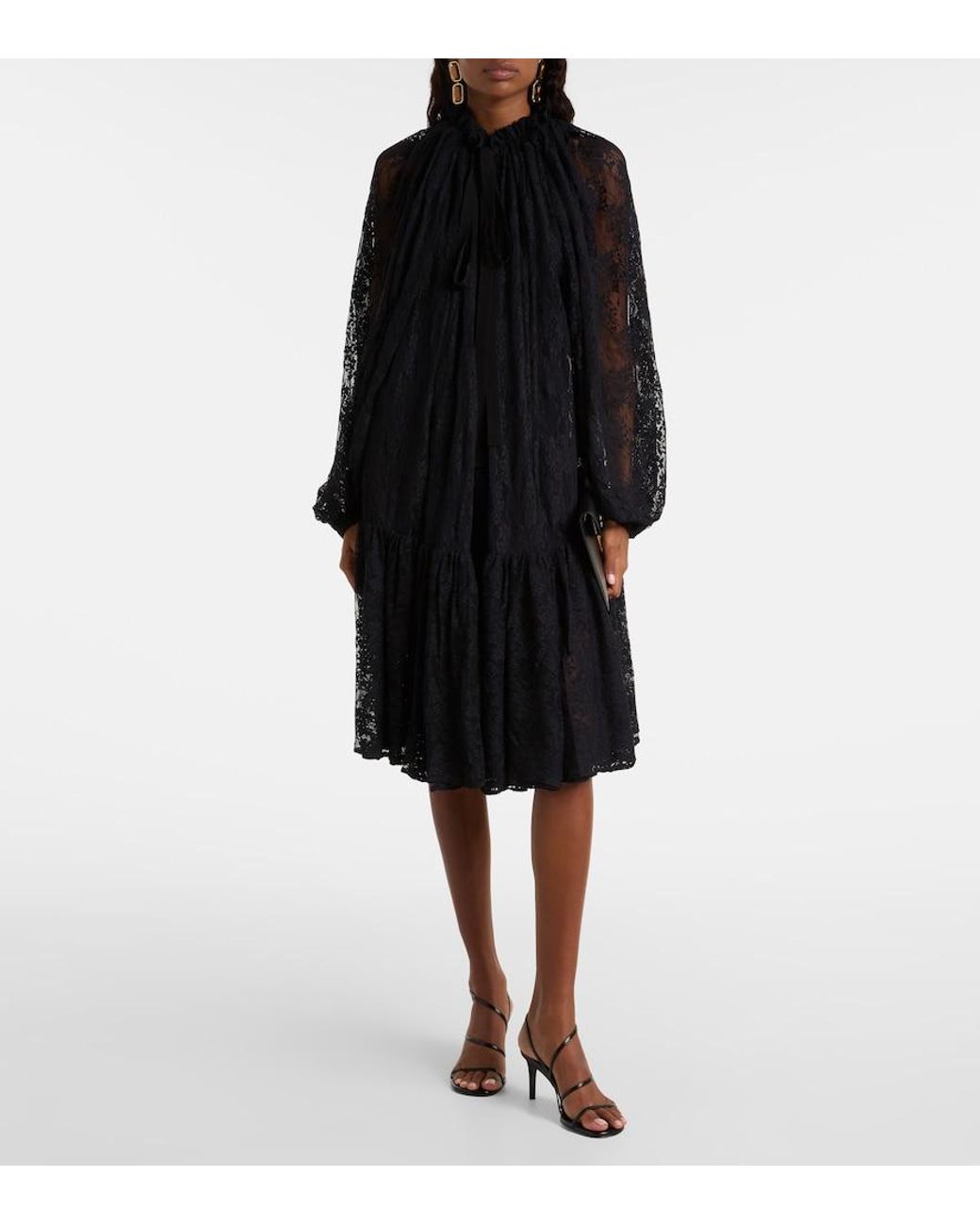 Patou Black Lace Midi Dress