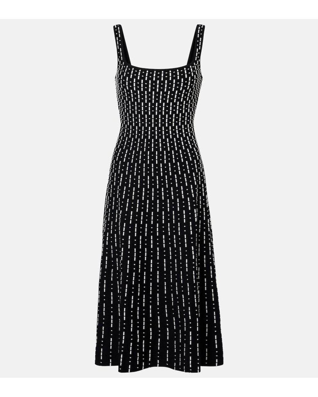 Staud Black Ellison Compact Knit Midi Dress