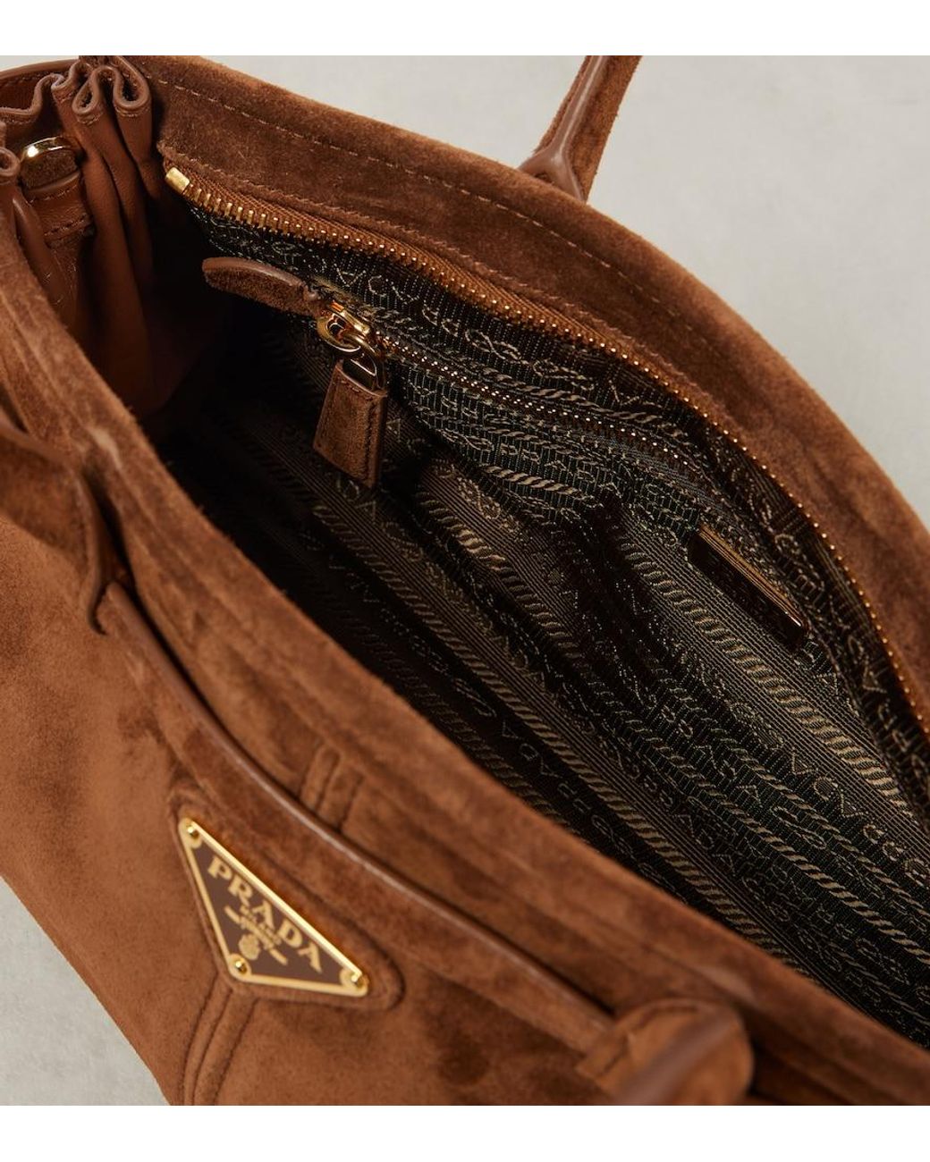 Prada Brown Bonnie Medium Suede Shoulder Bag