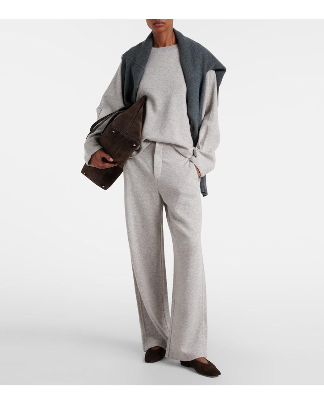 Max Mara Gray Laude Cashmere And Wool Sweatpants