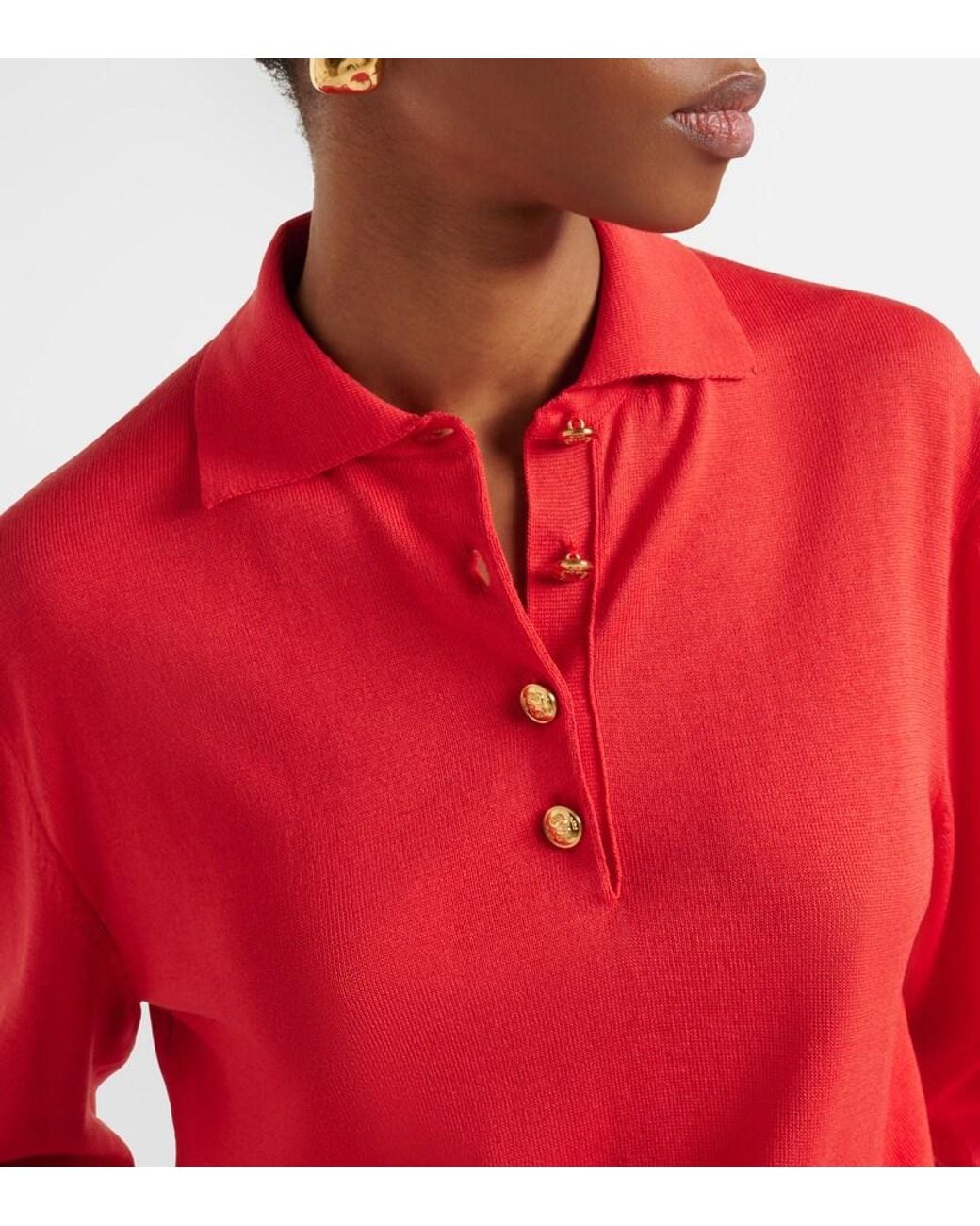 Blazé Milano Red Alegria Silk And Cotton Polo Sweater
