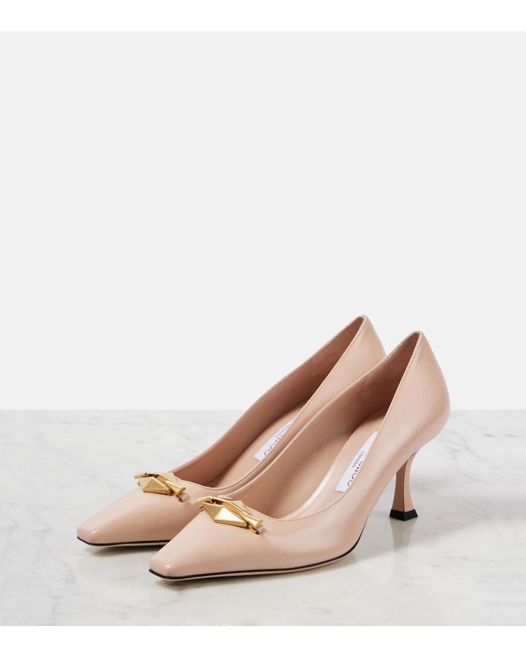 Jimmy Choo Natural Ryker 70 Embellished Leather Pumps