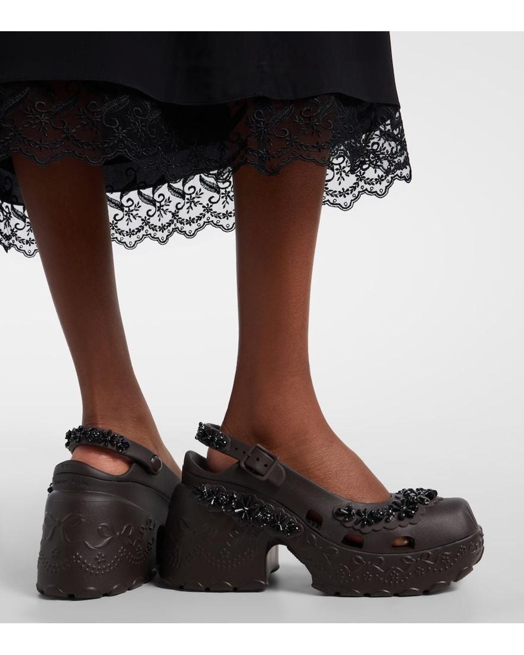Simone Rocha Black X Crocs Embellished Slingback Pumps