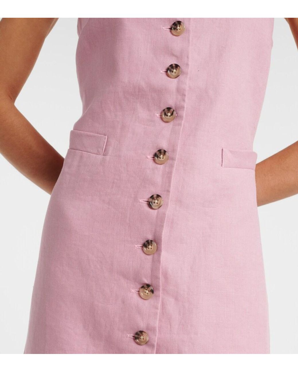 Faithfull The Brand Pink Jaques Linen Minidress