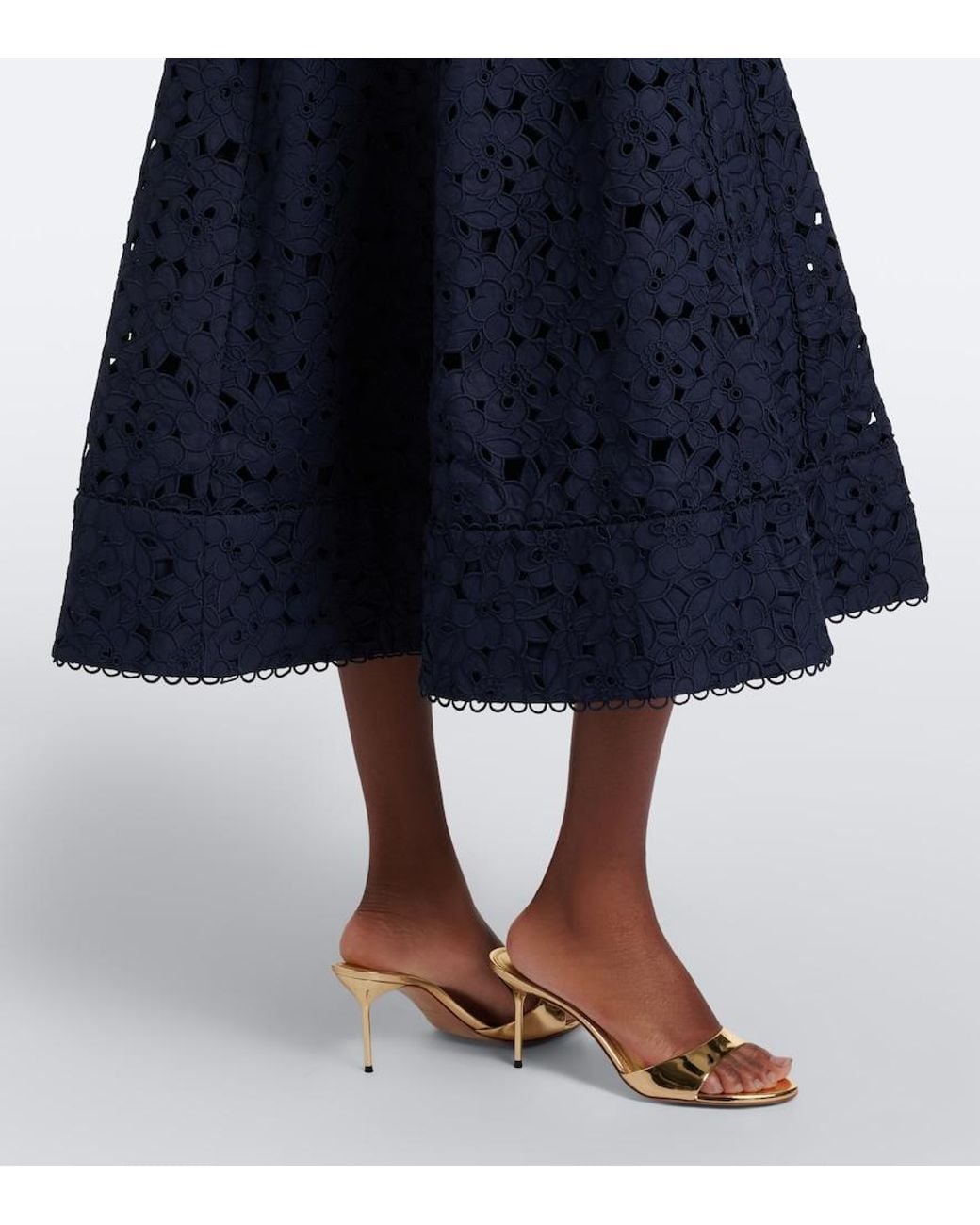Rebecca Vallance Blue Kitsu Broderie Anglaise Cotton Midi Dress