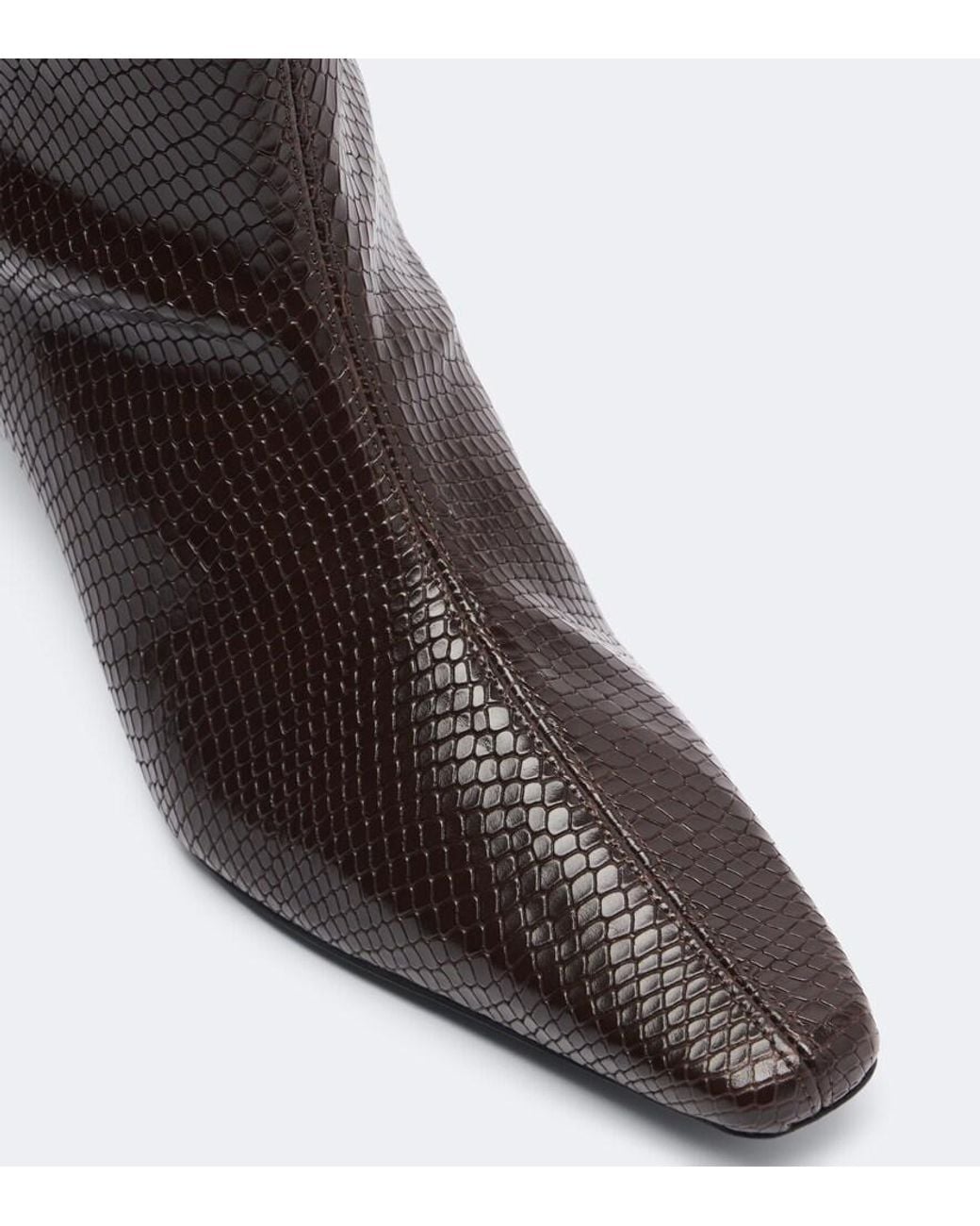 Staud Black Wally Snake-Print Leather Knee-High Boots