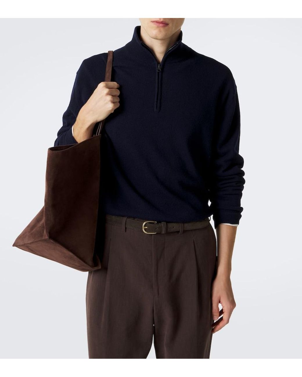 Lisa Yang Blue Augustus Cashmere Half-Zip Sweater for men