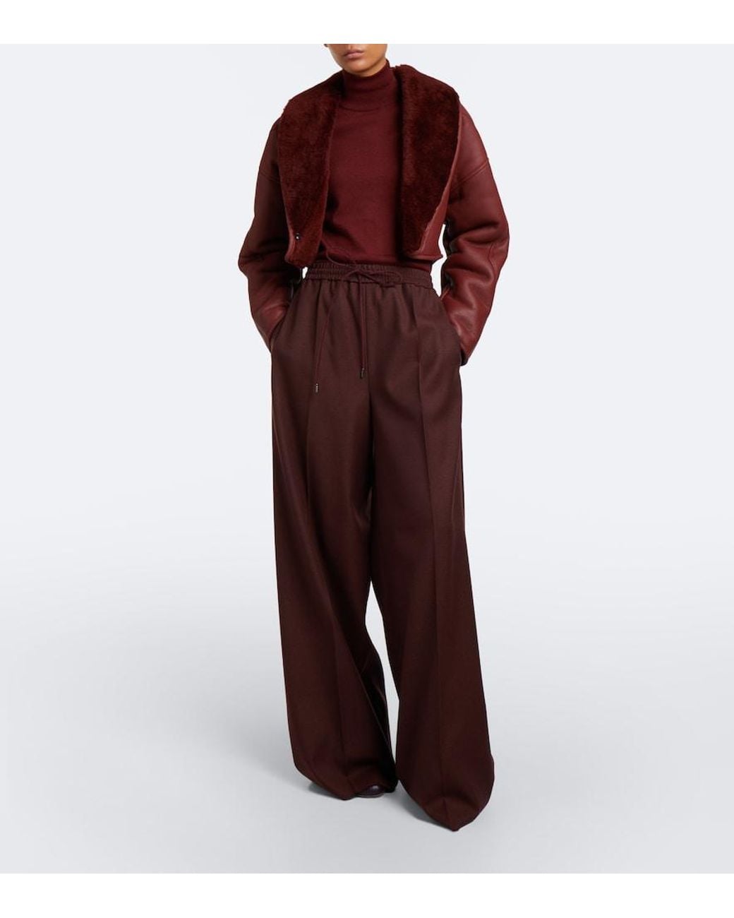 Max Mara Red Cropped Leather Jacket