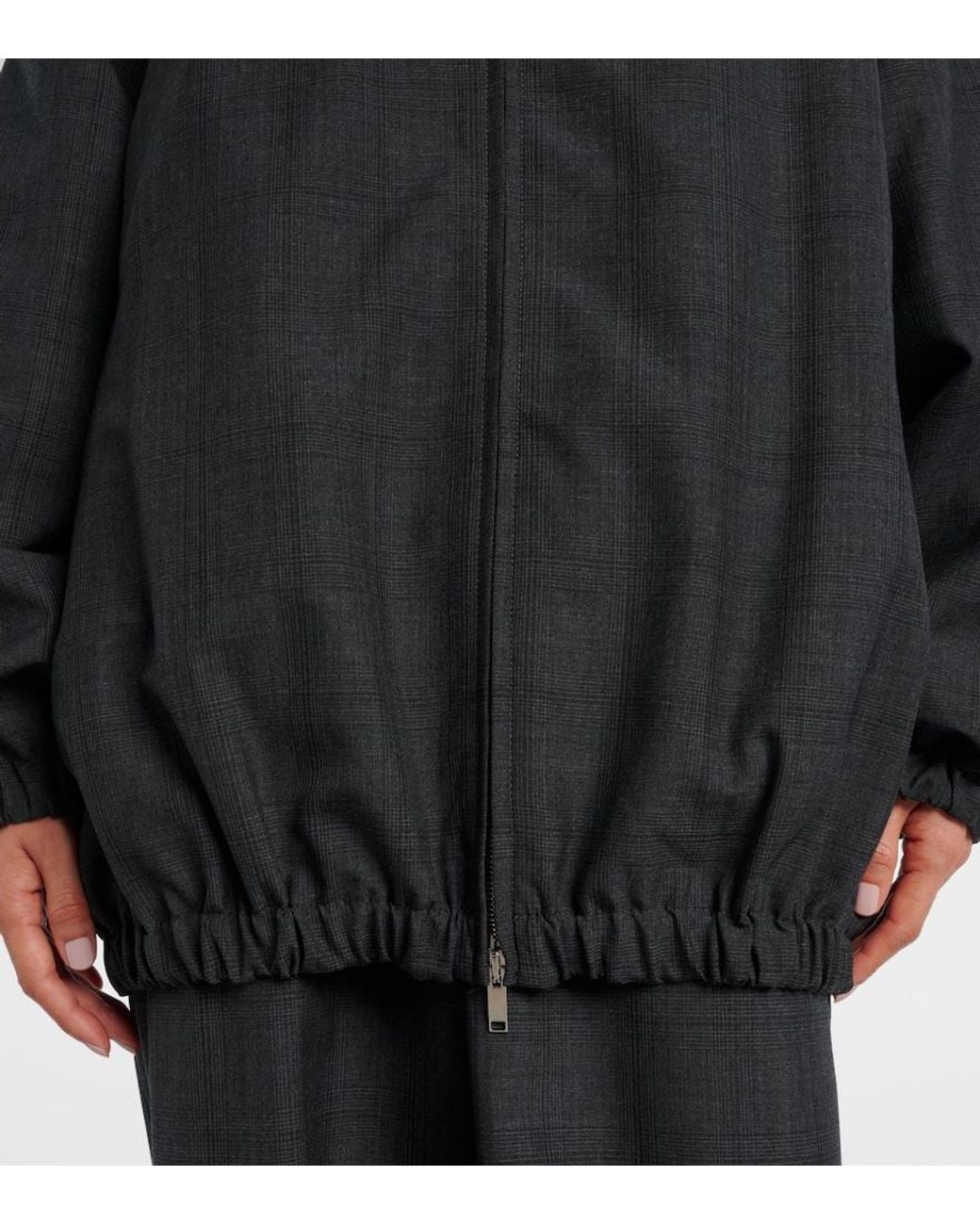Frankie Shop Black Baxter Plaid Oversized Blouson Jacket