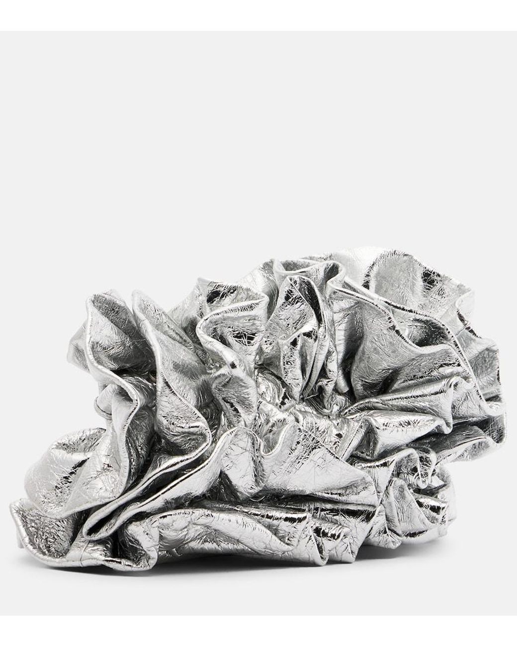 Dries Van Noten Ruffled Metallic Leather Clutch