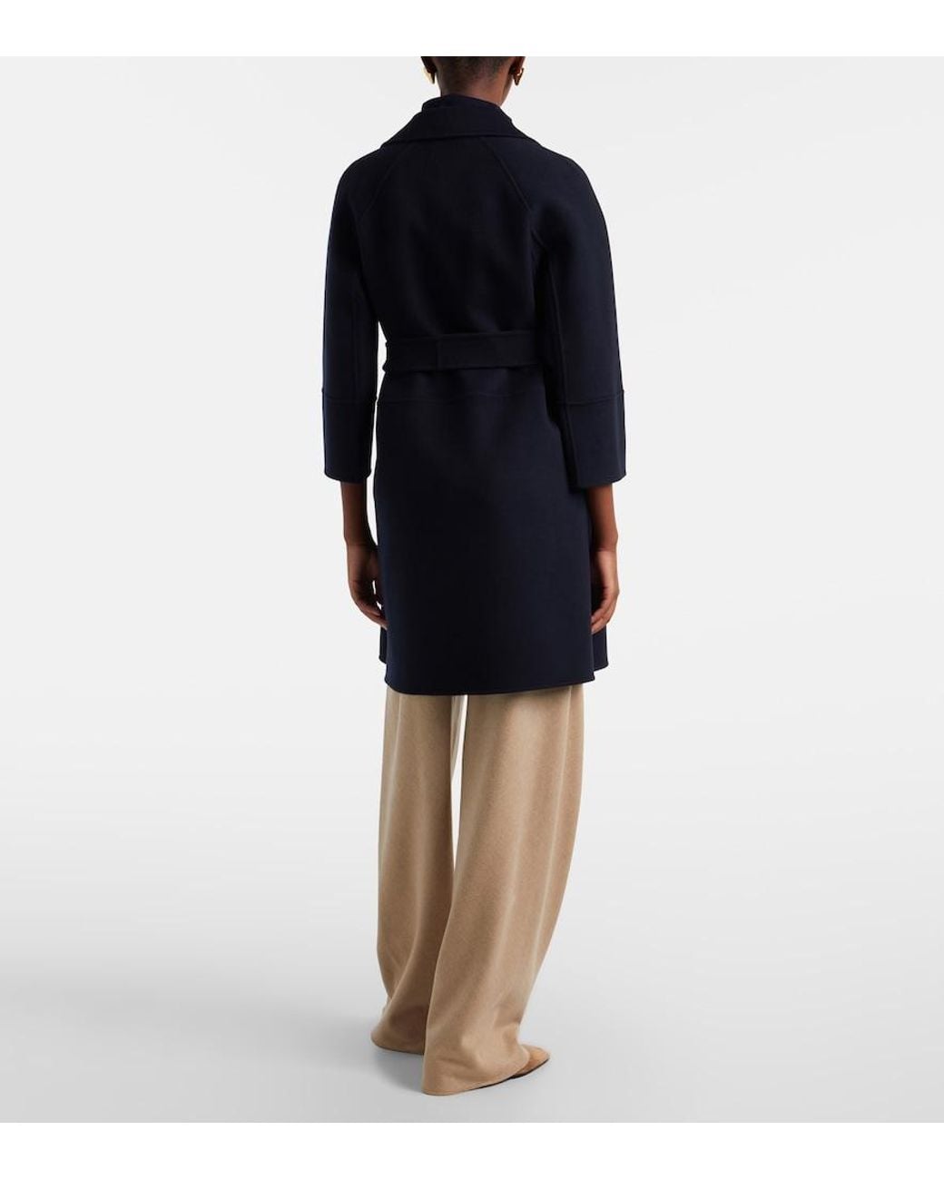 Max Mara Black Wool Wrap Coat