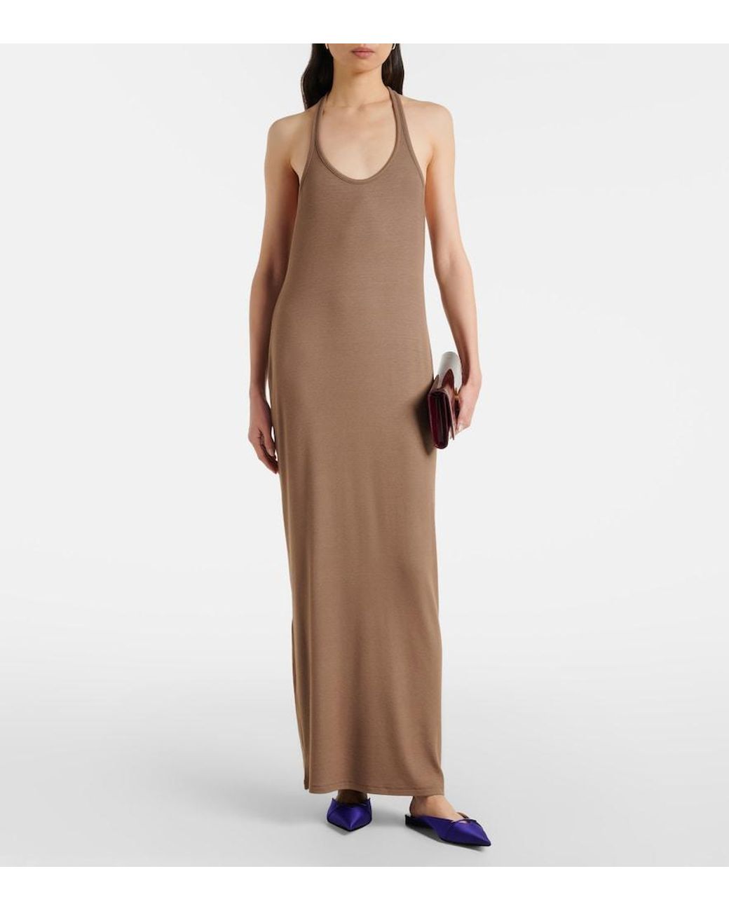 Tom Ford Brown Racerback Jersey Maxi Dress