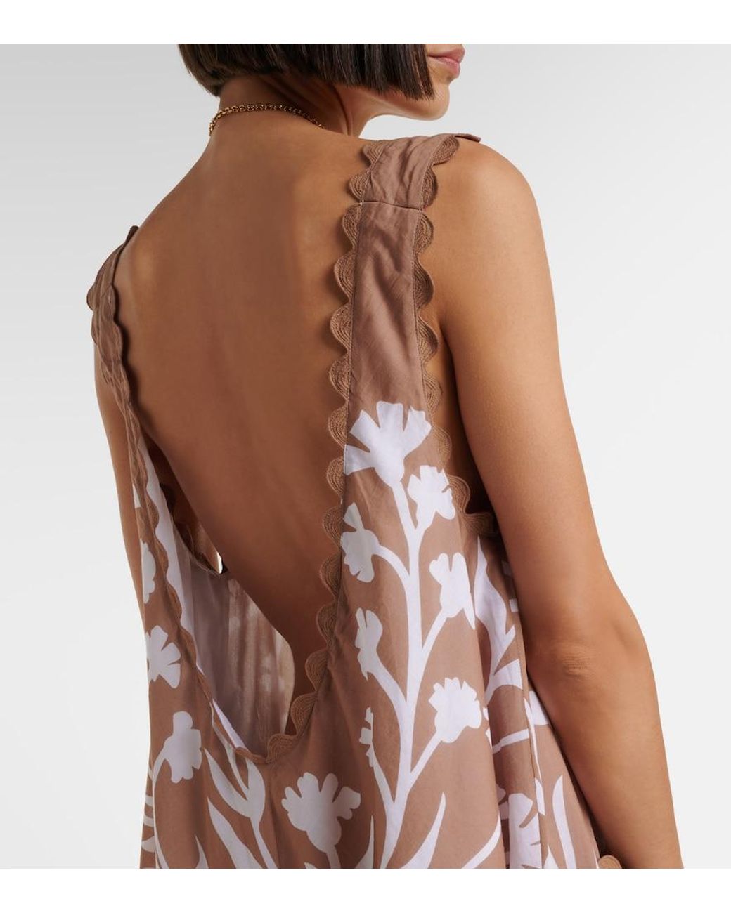 Juliet Dunn Pink Floral Scalloped Cotton Minidress