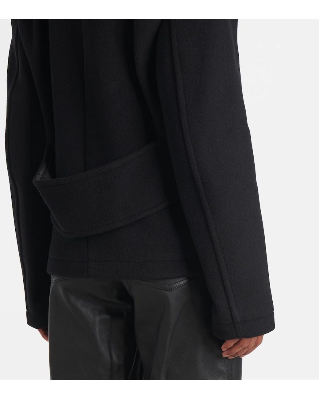 Totême  Black Cropped Wool-Blend Peacoat