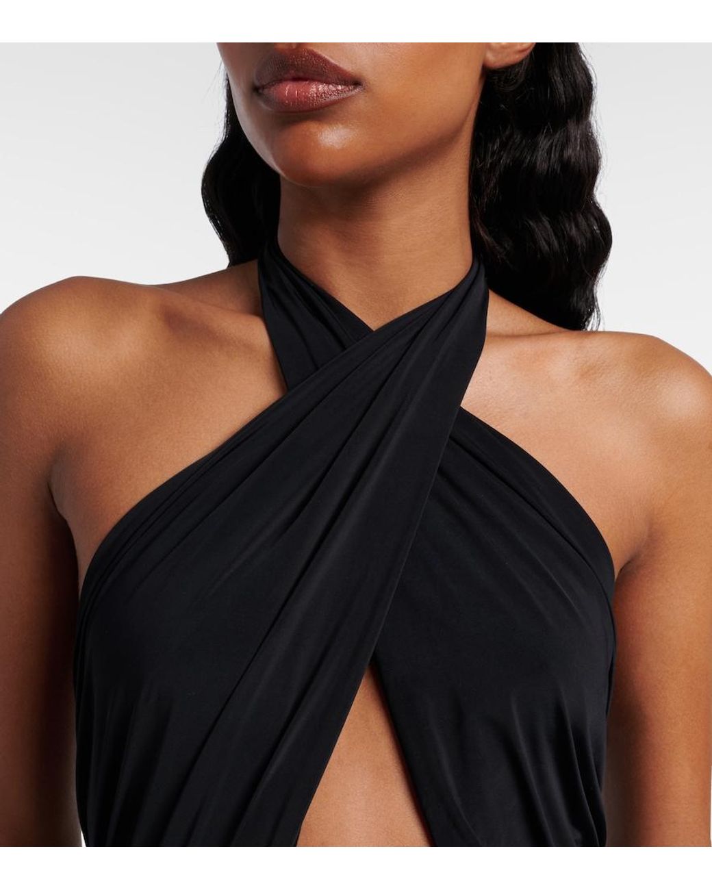 Balmain Blue Cutout Draped Swimsuit
