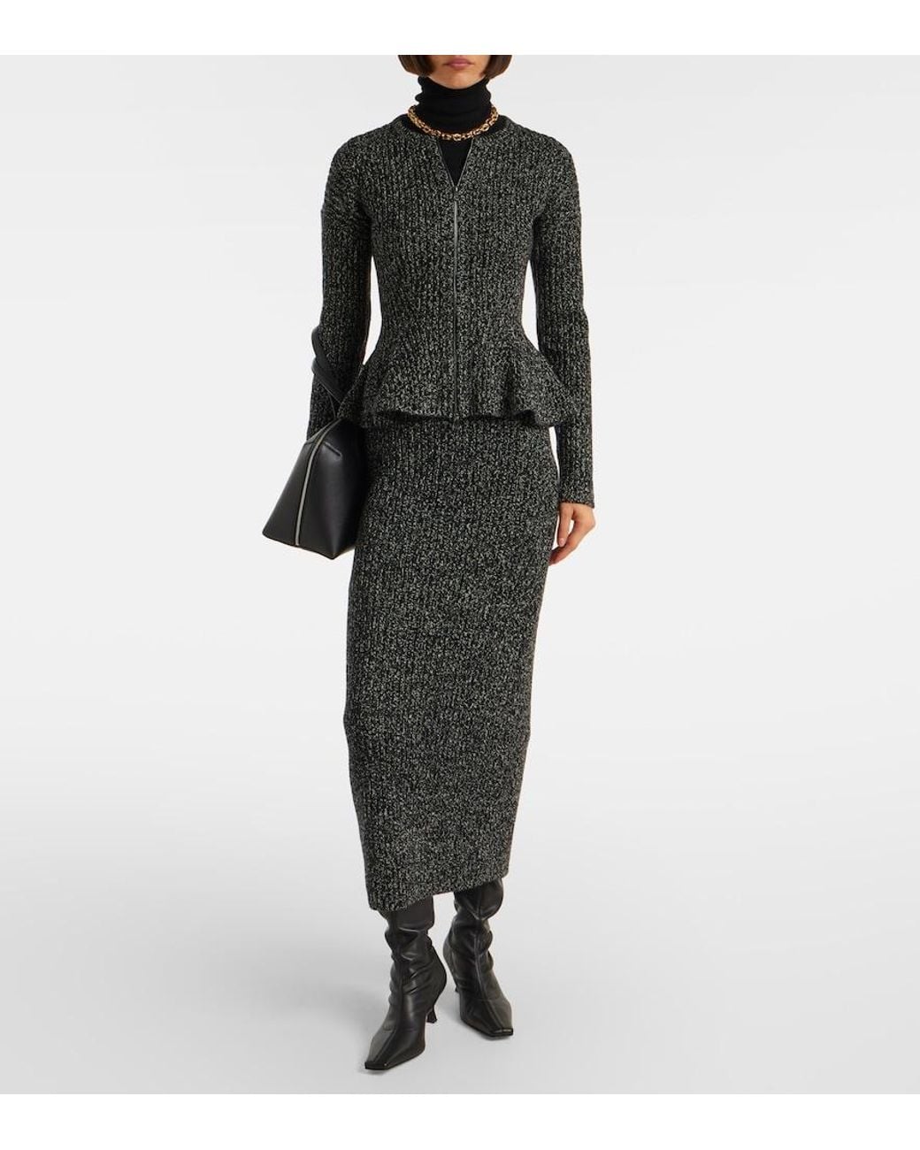 Max Mara Black Rodano Wool-Blend Pencil Skirt
