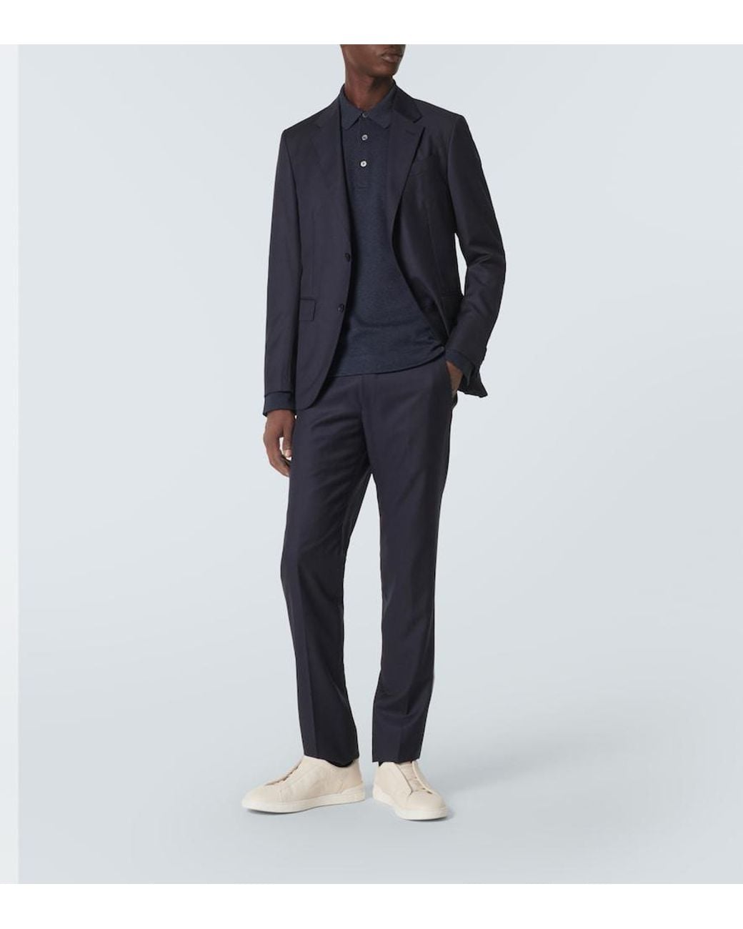 Zegna Blue Cotton Polo Shirt for men