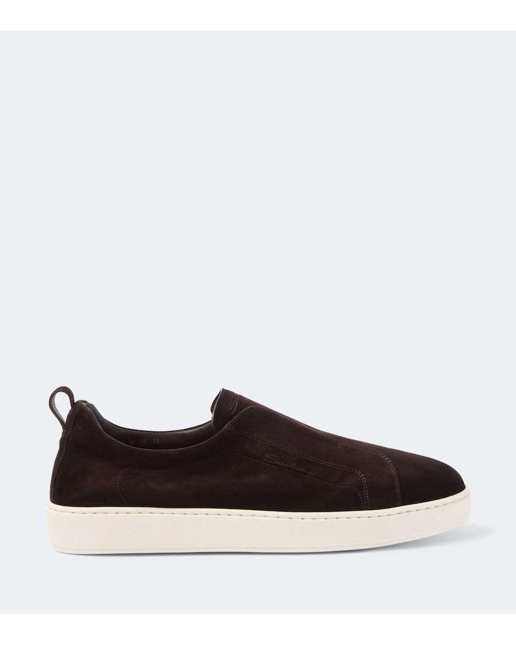 Santoni Brown Suede Slip-On Sneakers for men