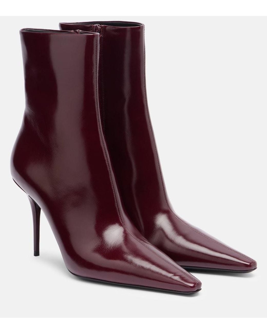 Saint Laurent Purple Ashley 90 Leather Ankle Boots