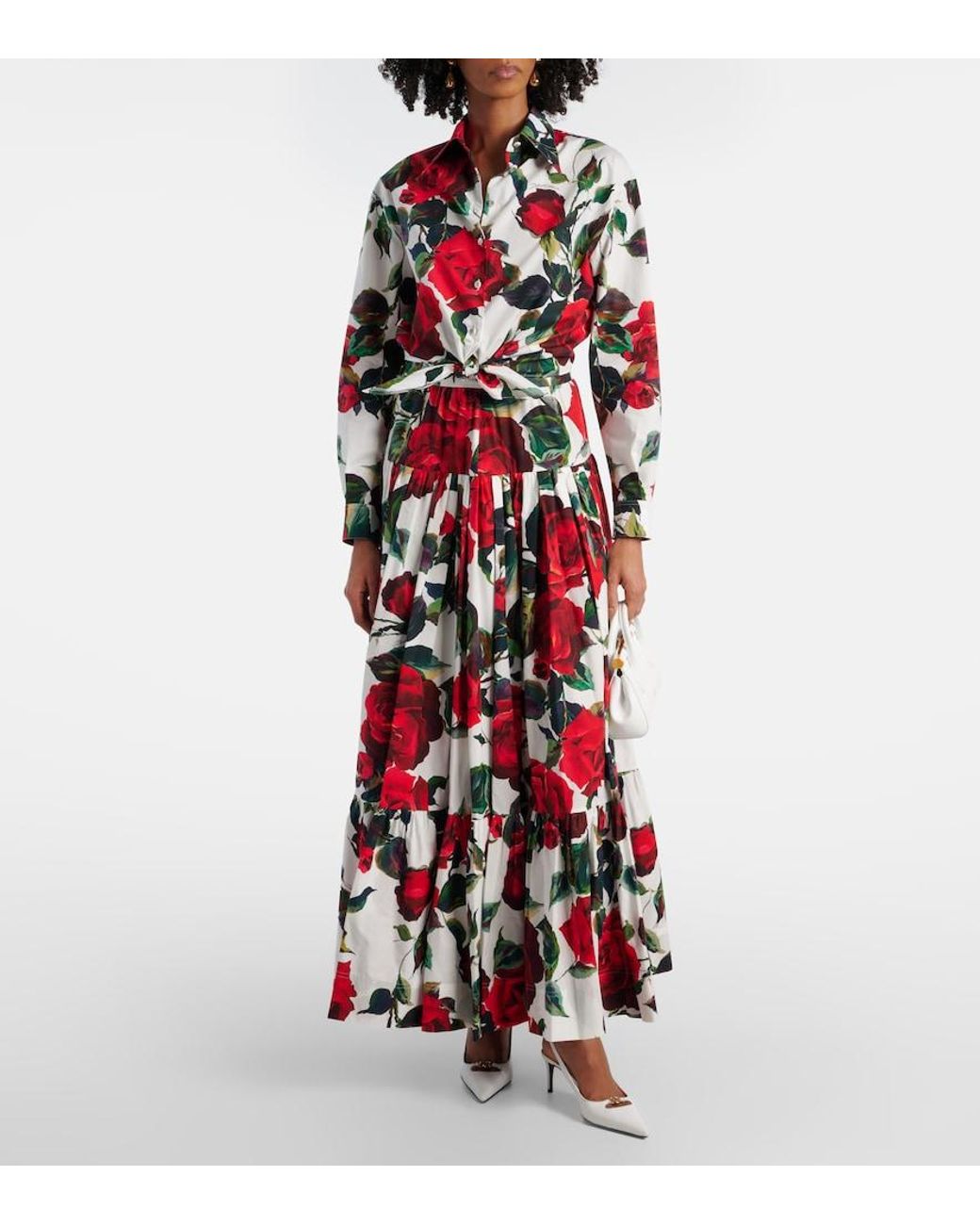 Dolce & Gabbana Floral Tiered Cotton Maxi Skirt