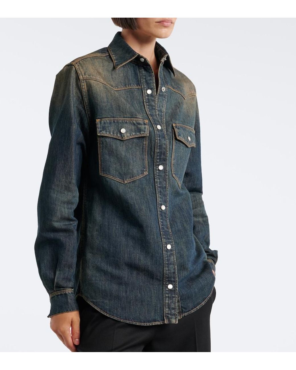 Fendi Black Cotton-Blend Denim Shirt