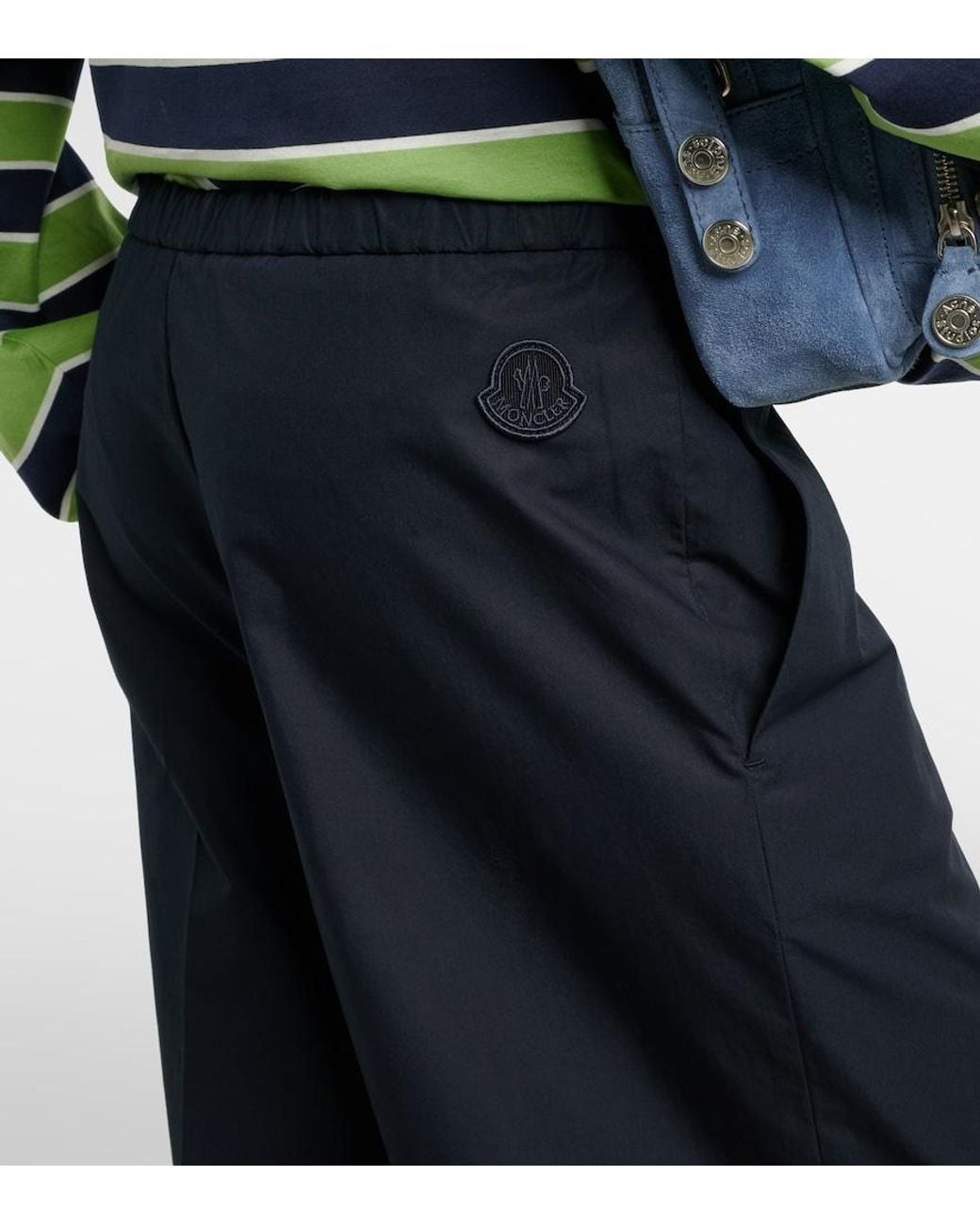 Moncler Blue Cotton Wide-Leg Pants