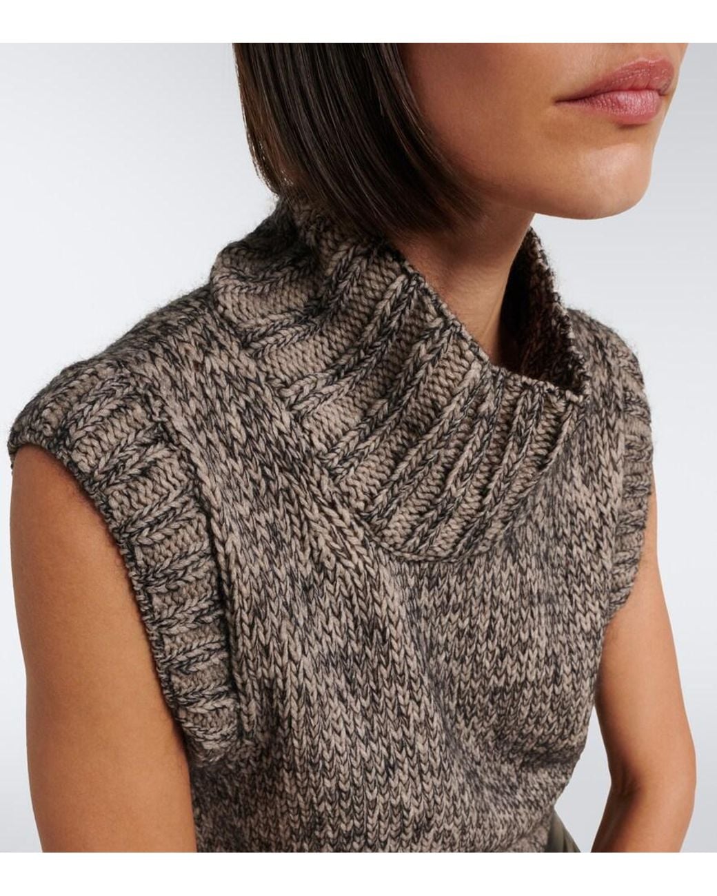 Khaite Gray Cashmere, Mohair, And Silk Turtleneck Vest