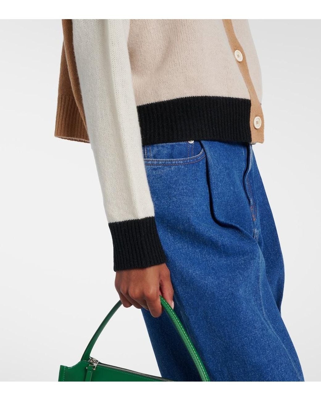 Marni White Colorblocked Cashmere Cardigan