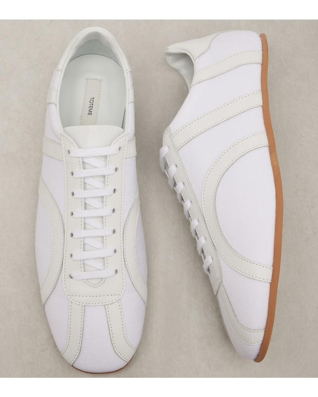 Totême  White Leather-Trimmed Sneakers