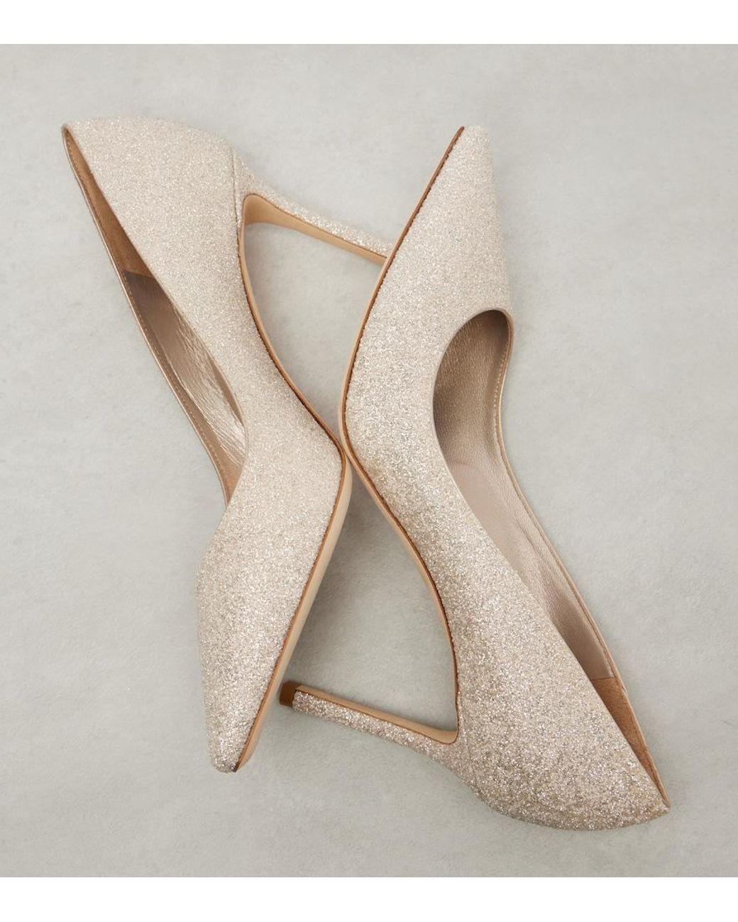 Jimmy Choo Natural Romy 85 Glitter Pumps
